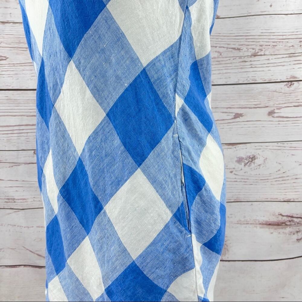 Crown & Ivy plaid blue and white ruffle neckline - Picture 7 of 11